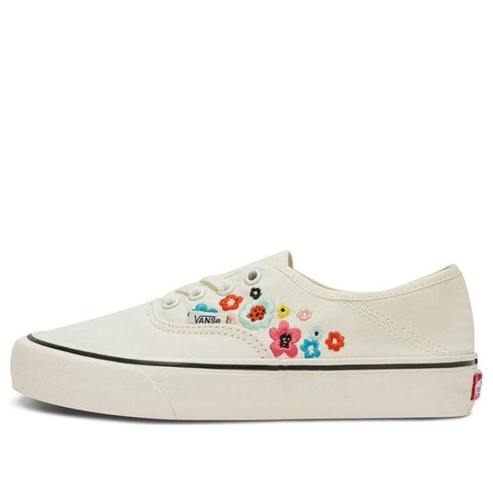 Vans Cream Canvas Sneakers with Colorful Floral Embroidery
